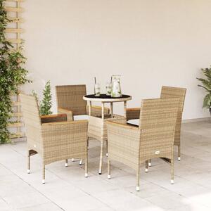 VidaXL - 5 Részes Kerti Étkezőgarnitúra - Bézs Polyrattan