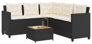 VidaXL L-alakú Kerti Kanapé Szett - Fekete Polyrattan - 175x175cm