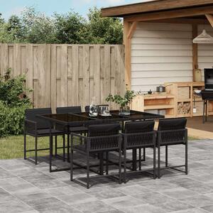 VidaXL Polyrattan Kerti Étkezőgarnitúra - 7 részes - Fekete