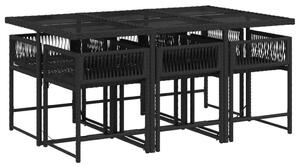 VidaXL Polyrattan Kerti Étkezőgarnitúra - 7 részes - Fekete