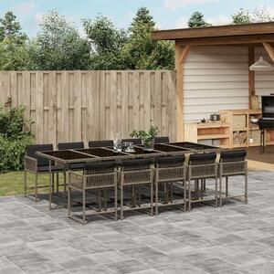 VidaXL 11 részes szürke polyrattan kerti ülőgarnitúra párnákkal