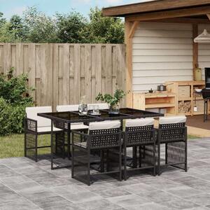 VidaXL Polyrattan Kerti Étkezőgarnitúra - 7 részes - Fekete