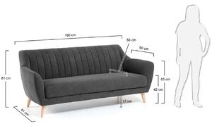 Sötétszürke szövet kétüléses kanapé Kave Home Obo 190 cm