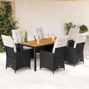VidaXL - 7 Részes Kerti Étkezőgarnitúra - Polyrattan - Fekete
