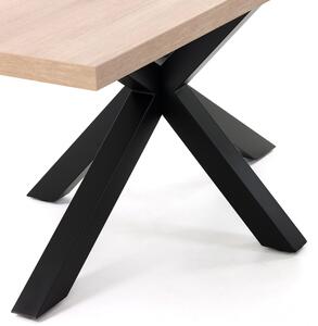 Tölgyfa étkezőasztal Kave Home Argo 160 x 100 cm fekete fém talppal
