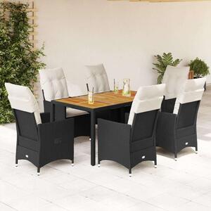 VidaXL - 7 részes Kerti Étkezőgarnitúra - Polyrattan - Fekete