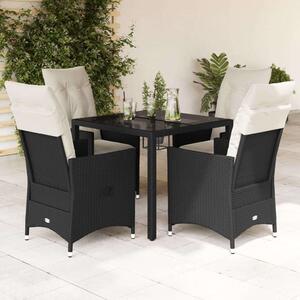VidaXL Polyrattan Kerti Étkezőgarnitúra - 5 részes - Fekete