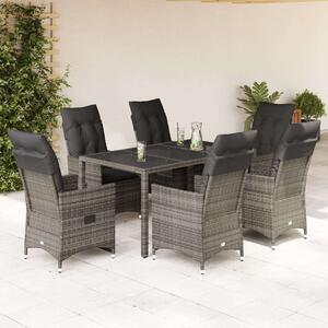 VidaXL 7 Részes Polyrattan Kerti Étkezőgarnitúra - Szürke