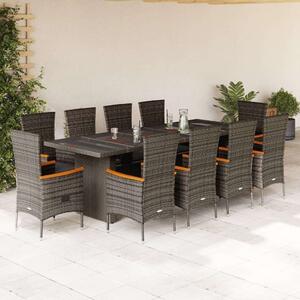 VidaXL 11 részes szürke polyrattan kerti ülőgarnitúra párnákkal