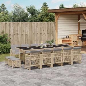 VidaXL Polyrattan Kerti Étkezőgarnitúra - 15 részes - Bézs