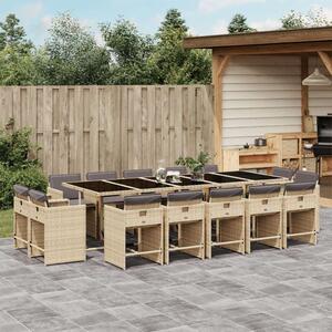 VidaXL Polyrattan Kerti Étkezőgarnitúra - 15 részes - Bézs