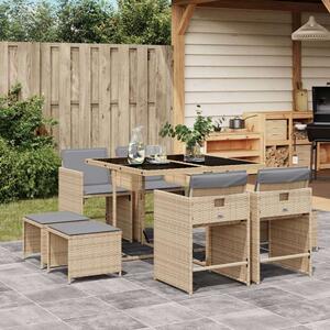 VidaXL Polyrattan Kerti Étkezőgarnitúra - 9 részes - Bézs