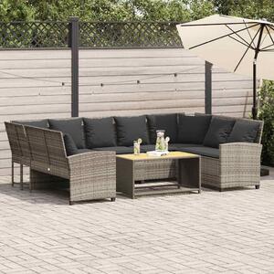 VidaXL világosszürke polyrattan kerti kanapé párnával