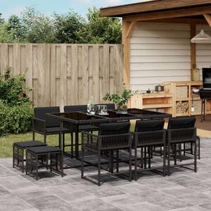 VidaXL Polyrattan Kerti Étkezőgarnitúra - 11 részes, Fekete