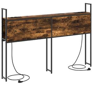 VidaXL Tárolós Fejtámla Töltő Állomással Füstölt tölgy 160 cm Faanyag