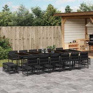 VidaXL Polyrattan Kerti Étkezőgarnitúra - 17 részes - Fekete