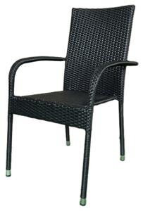 Autronic Kerti szék, fém, polirattan, fekete, AZC-S2113 BK
