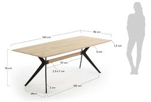 Világos tölgy étkezőasztal Kave Home Ametiszt 160 x 90 cm