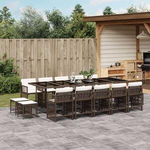 VidaXL 15 részes barna polyrattan kerti ülőgarnitúra párnákkal