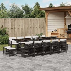 VidaXL - 15 Fős Kerti Étkezőgarnitúra - Polyrattan - Fekete