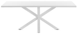 Fehér étkezőasztal Kave Home Argo 180 x 100 cm fehér fém talppal