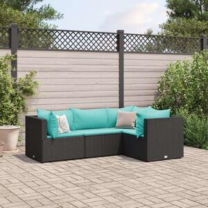 VidaXL Polyrattan Kerti Ülőgarnitúra - 4 részes - Fekete