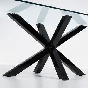 Üveg étkezőasztal Kave Home Argo 200 x 100 cm fekete fém talppal