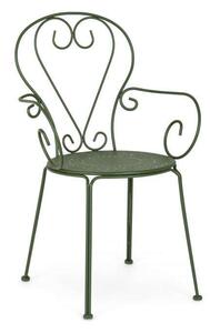 Etienne fém kerti szék karfával - Oliva zöld