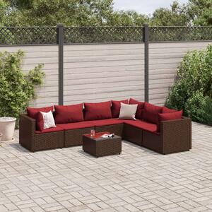 Polyrattan Kerti Ülőgarnitúra - 7 részes - Barna