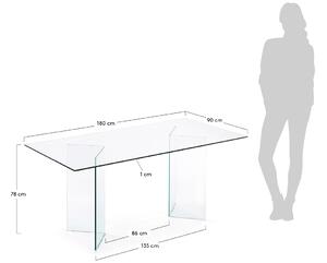 Üveg étkezőasztal Kave Home Burano 180 x 90 cm