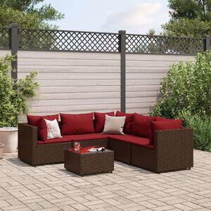 Polyrattan Kerti Ülőgarnitúra - 6 részes - Barna