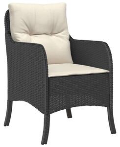 VidaXL 5 részes fekete polyrattan kerti étkezőgarnitúra párnákkal