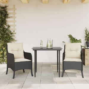 VidaXL Kerti Étkezőgarnitúra - 3 részes - Fekete Polyrattan