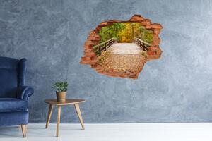 3d-s lyuk vizuális effektusok matrica Híd az őszi erdőben