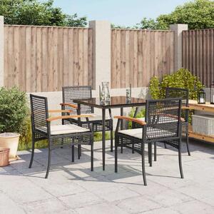VidaXL Kerti Étkezőgarnitúra - 5 részes - Fekete Polyrattan