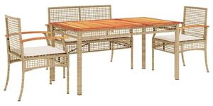 VidaXL Kerti Étkezőgarnitúra - 5 részes - Bézs Polyrattan