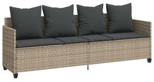 VidaXL világosszürke polyrattan napozóágy párnával