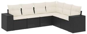 VidaXL Polyrattan Kerti Ülőgarnitúra - 6 részes - Fekete