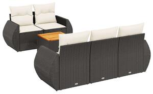 VidaXL Polyrattan Kerti Ülőgarnitúra - 6 részes - Fekete