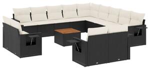 VidaXL Polyrattan Kerti Ülőgarnitúra - 14 részes - Fekete