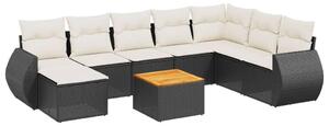 VidaXL Polyrattan Kerti Ülőgarnitúra - 9 részes - Fekete