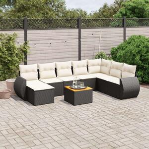 VidaXL Polyrattan Kerti Ülőgarnitúra - 9 részes - Fekete