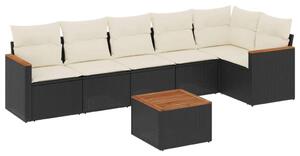 Polyrattan Kerti Ülőgarnitúra - 7 részes - Fekete