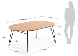 Tölgy összecsukható étkezőasztal Kave Home Novac 120-200 x 120 cm