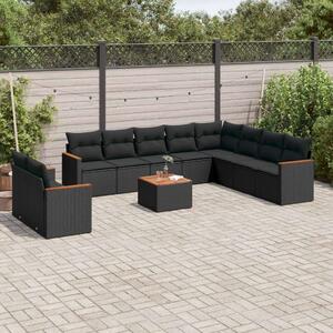 VidaXL Polyrattan Kerti Ülőgarnitúra - 11 részes - Fekete