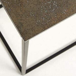 Antracitszürke kerámia oldalasztal Kave Home Rewena fém talppal 45 x 30 cm