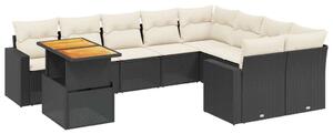 VidaXL Polyrattan Kerti Ülőgarnitúra - 10 részes - Fekete