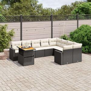 VidaXL Polyrattan Kerti Ülőgarnitúra - 10 részes - Fekete