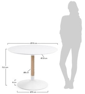 Fehérre lakkozott étkezőasztal Kave Home Trick 110 cm kőris alappal