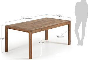 Barna tölgy összecsukható étkezőasztal Kave Home Briva 180/230 x 90 cm